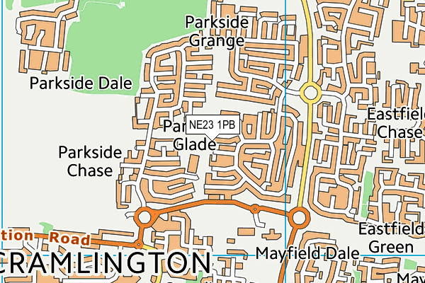 NE23 1PB map - OS VectorMap District (Ordnance Survey) NE23 1PB map - OS VectorMap District (Ordnance Survey)