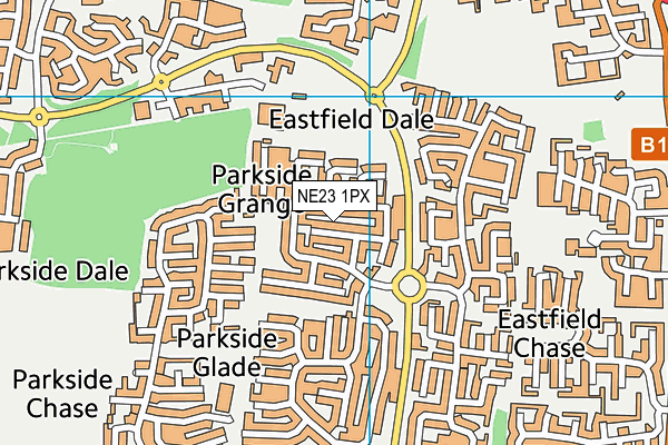 NE23 1PX map - OS VectorMap District (Ordnance Survey) NE23 1PX map - OS VectorMap District (Ordnance Survey)