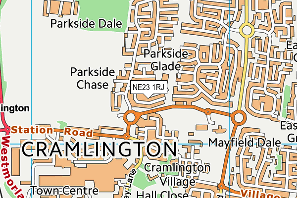 NE23 1RJ map - OS VectorMap District (Ordnance Survey)