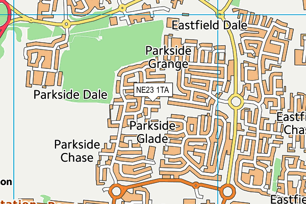 NE23 1TA map - OS VectorMap District (Ordnance Survey) NE23 1TA map - OS VectorMap District (Ordnance Survey)