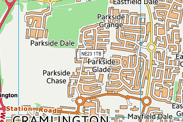 NE23 1TB map - OS VectorMap District (Ordnance Survey) NE23 1TB map - OS VectorMap District (Ordnance Survey)