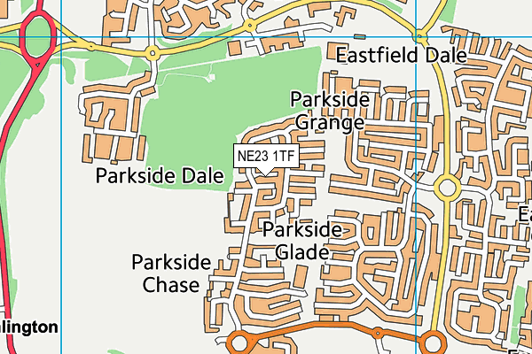 NE23 1TF map - OS VectorMap District (Ordnance Survey) NE23 1TF map - OS VectorMap District (Ordnance Survey)