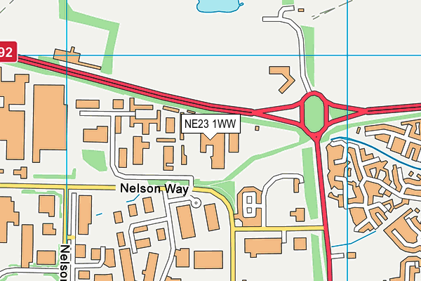 NE23 1WW map - OS VectorMap District (Ordnance Survey) NE23 1WW map - OS VectorMap District (Ordnance Survey)