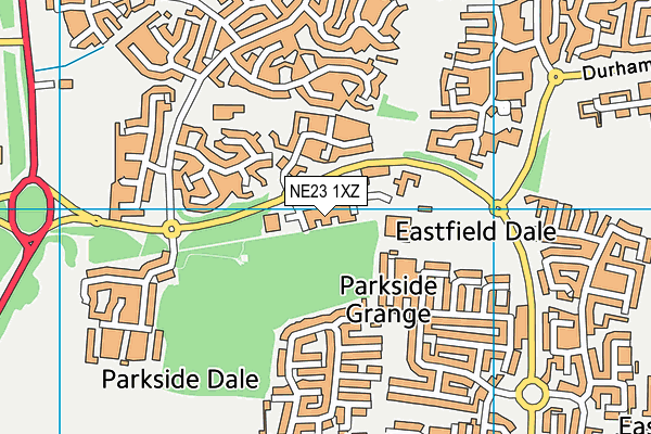 NE23 1XZ map - OS VectorMap District (Ordnance Survey)