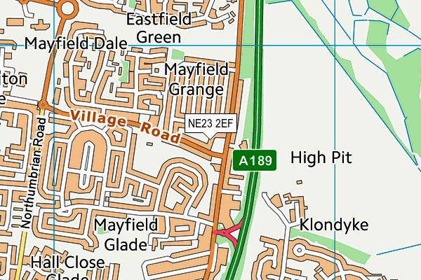 NE23 2EF map - OS VectorMap District (Ordnance Survey) NE23 2EF map - OS VectorMap District (Ordnance Survey)
