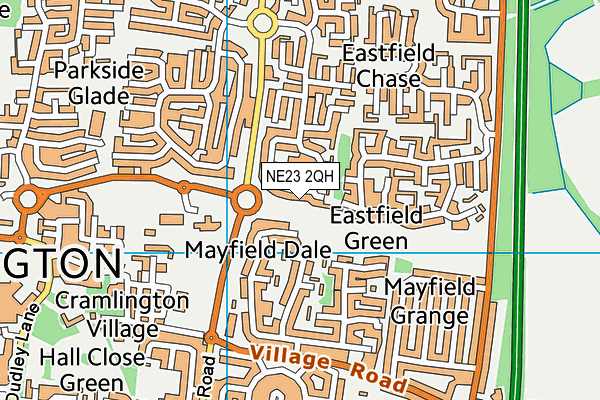 NE23 2QH map - OS VectorMap District (Ordnance Survey)