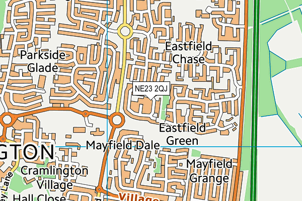 NE23 2QJ map - OS VectorMap District (Ordnance Survey) NE23 2QJ map - OS VectorMap District (Ordnance Survey)