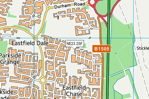 NE23 2SF map - OS VectorMap District (Ordnance Survey) NE23 2SF map - OS VectorMap District (Ordnance Survey)