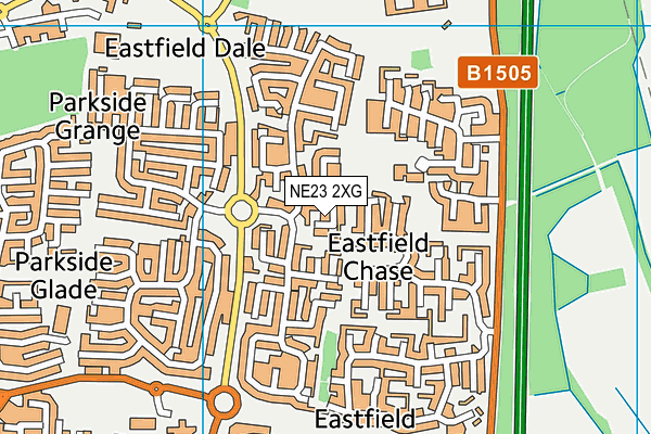NE23 2XG map - OS VectorMap District (Ordnance Survey) NE23 2XG map - OS VectorMap District (Ordnance Survey)
