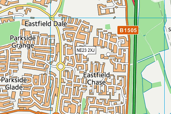 NE23 2XJ map - OS VectorMap District (Ordnance Survey)