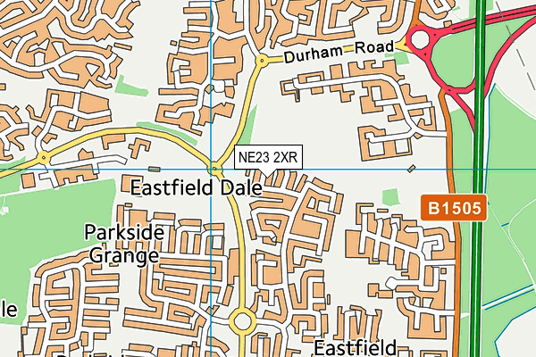 NE23 2XR map - OS VectorMap District (Ordnance Survey) NE23 2XR map - OS VectorMap District (Ordnance Survey)