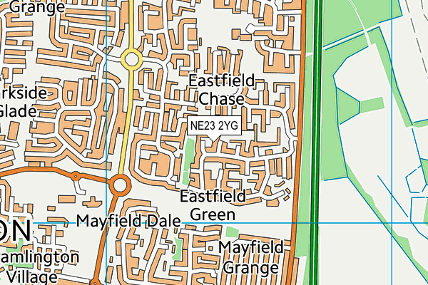 NE23 2YG map - OS VectorMap District (Ordnance Survey) NE23 2YG map - OS VectorMap District (Ordnance Survey)
