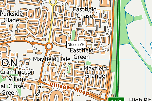 NE23 2YH map - OS VectorMap District (Ordnance Survey)