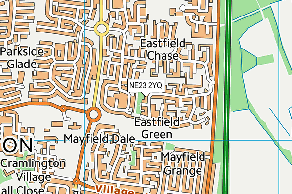 NE23 2YQ map - OS VectorMap District (Ordnance Survey) NE23 2YQ map - OS VectorMap District (Ordnance Survey)