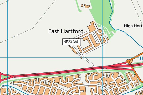 NE23 3AU map - OS VectorMap District (Ordnance Survey)