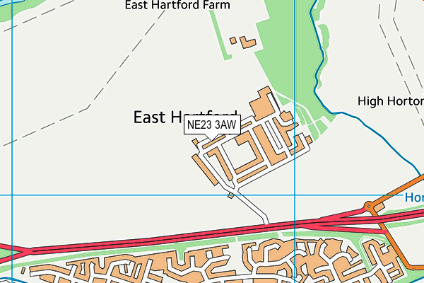 NE23 3AW map - OS VectorMap District (Ordnance Survey) NE23 3AW map - OS VectorMap District (Ordnance Survey)