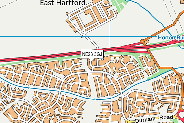NE23 3GJ map - OS VectorMap District (Ordnance Survey)