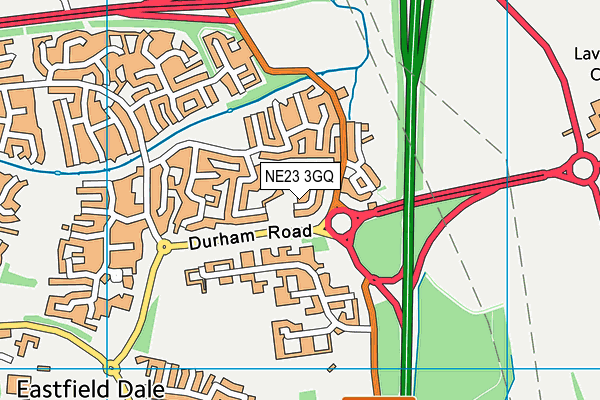 NE23 3GQ map - OS VectorMap District (Ordnance Survey)