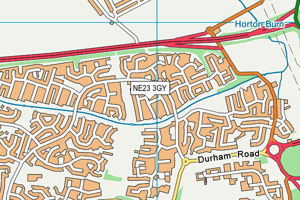 NE23 3GY map - OS VectorMap District (Ordnance Survey) NE23 3GY map - OS VectorMap District (Ordnance Survey)