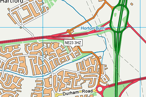 NE23 3HZ map - OS VectorMap District (Ordnance Survey)