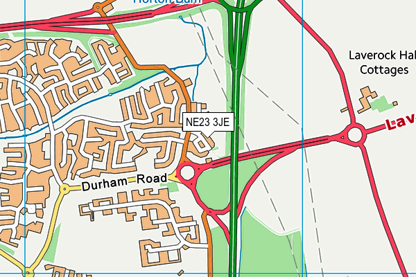 NE23 3JE map - OS VectorMap District (Ordnance Survey)