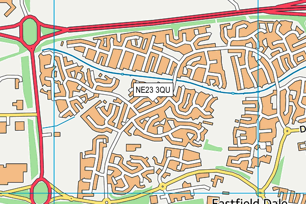 NE23 3QU map - OS VectorMap District (Ordnance Survey)