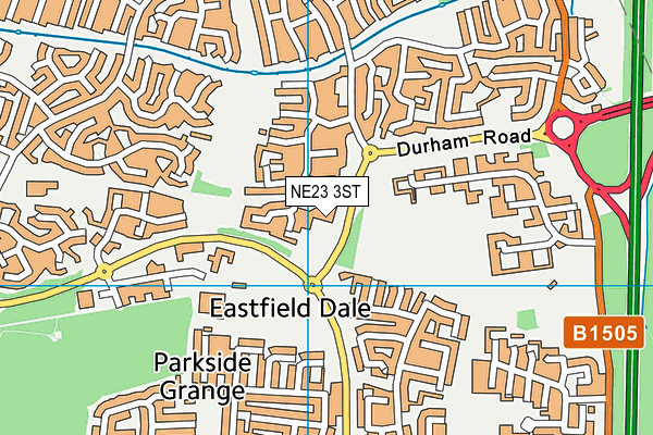 NE23 3ST map - OS VectorMap District (Ordnance Survey) NE23 3ST map - OS VectorMap District (Ordnance Survey)