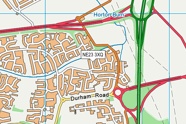 NE23 3XQ map - OS VectorMap District (Ordnance Survey)