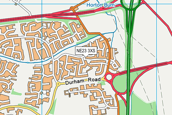 NE23 3XS map - OS VectorMap District (Ordnance Survey)