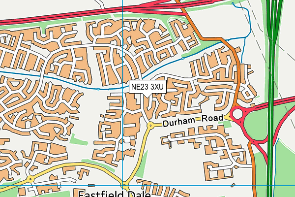 NE23 3XU map - OS VectorMap District (Ordnance Survey)
