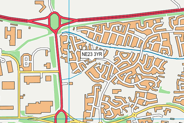 NE23 3YR map - OS VectorMap District (Ordnance Survey) NE23 3YR map - OS VectorMap District (Ordnance Survey)