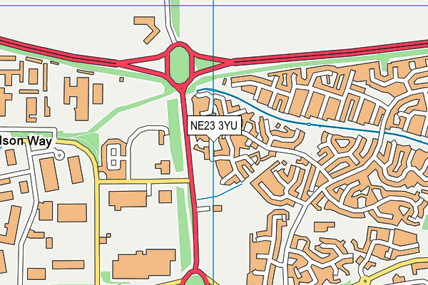 NE23 3YU map - OS VectorMap District (Ordnance Survey) NE23 3YU map - OS VectorMap District (Ordnance Survey)