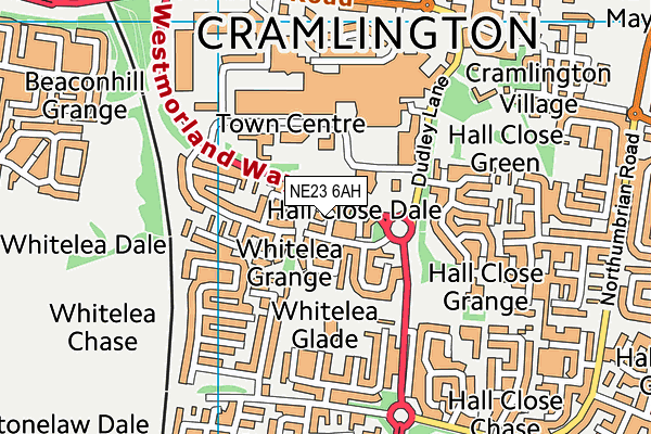 NE23 6AH map - OS VectorMap District (Ordnance Survey) NE23 6AH map - OS VectorMap District (Ordnance Survey)