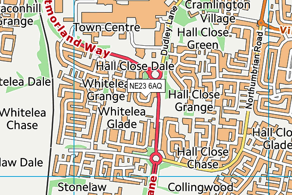 NE23 6AQ map - OS VectorMap District (Ordnance Survey)
