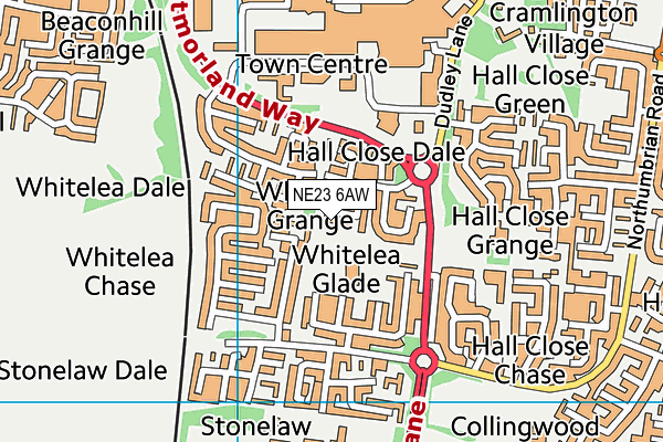 NE23 6AW map - OS VectorMap District (Ordnance Survey) NE23 6AW map - OS VectorMap District (Ordnance Survey)