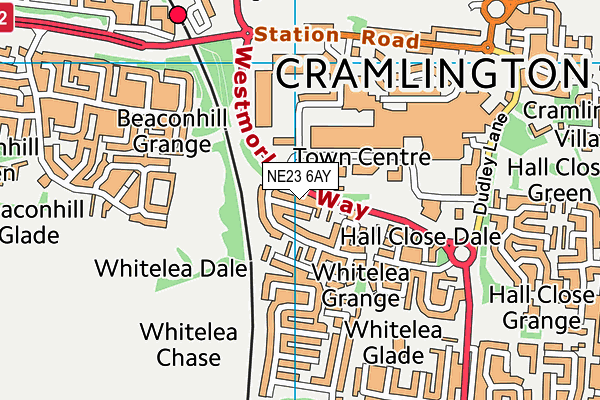 NE23 6AY map - OS VectorMap District (Ordnance Survey) NE23 6AY map - OS VectorMap District (Ordnance Survey)