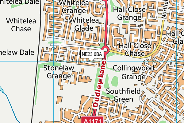 NE23 6BA map - OS VectorMap District (Ordnance Survey) NE23 6BA map - OS VectorMap District (Ordnance Survey)