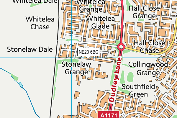 NE23 6BG map - OS VectorMap District (Ordnance Survey)