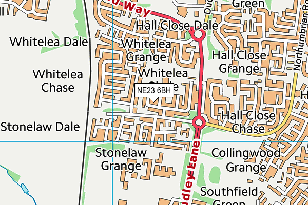 NE23 6BH map - OS VectorMap District (Ordnance Survey)