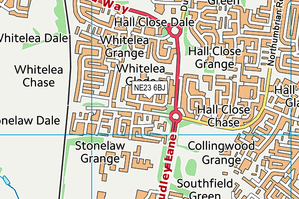 NE23 6BJ map - OS VectorMap District (Ordnance Survey)