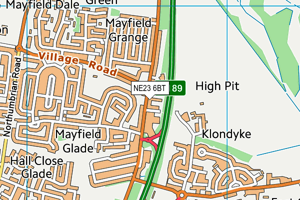 NE23 6BT map - OS VectorMap District (Ordnance Survey)