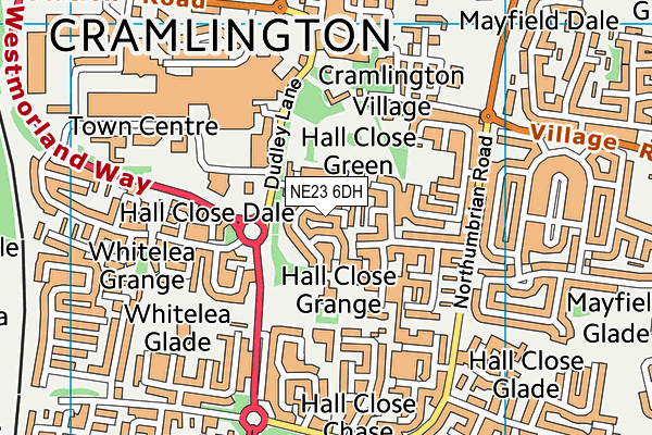 NE23 6DH map - OS VectorMap District (Ordnance Survey) NE23 6DH map - OS VectorMap District (Ordnance Survey)