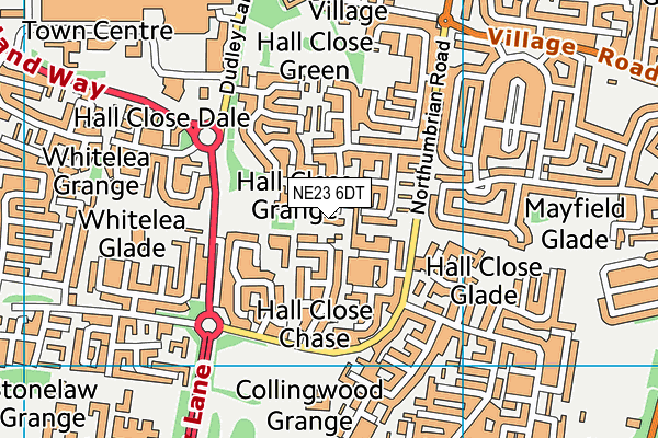 NE23 6DT map - OS VectorMap District (Ordnance Survey) NE23 6DT map - OS VectorMap District (Ordnance Survey)