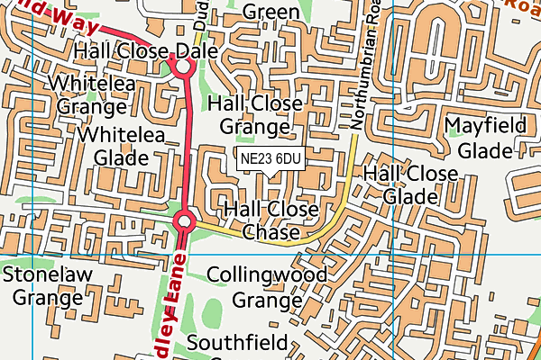NE23 6DU map - OS VectorMap District (Ordnance Survey)