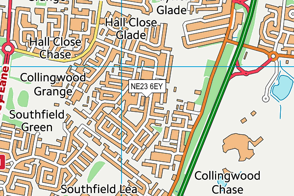 NE23 6EY map - OS VectorMap District (Ordnance Survey) NE23 6EY map - OS VectorMap District (Ordnance Survey)