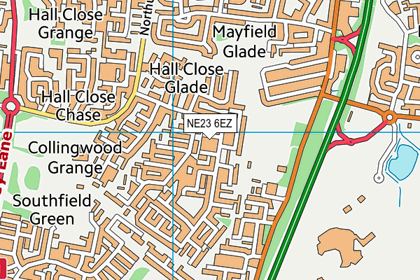 NE23 6EZ map - OS VectorMap District (Ordnance Survey) NE23 6EZ map - OS VectorMap District (Ordnance Survey)