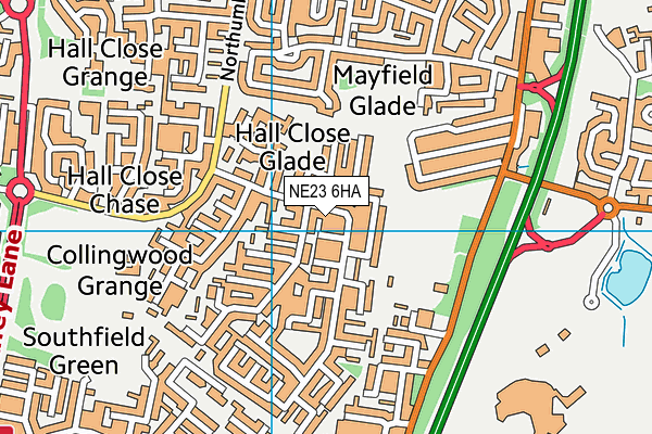 NE23 6HA map - OS VectorMap District (Ordnance Survey) NE23 6HA map - OS VectorMap District (Ordnance Survey)