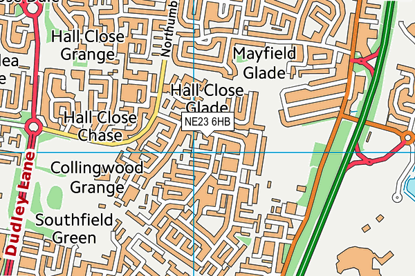 NE23 6HB map - OS VectorMap District (Ordnance Survey)