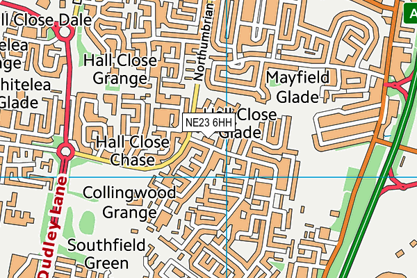 NE23 6HH map - OS VectorMap District (Ordnance Survey)
