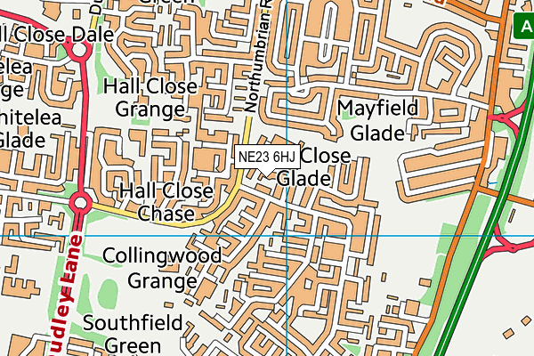 NE23 6HJ map - OS VectorMap District (Ordnance Survey) NE23 6HJ map - OS VectorMap District (Ordnance Survey)